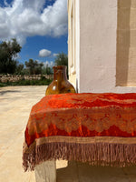 Load image into Gallery viewer, Antique Silk Burnt Orange Birds Table Cloth
