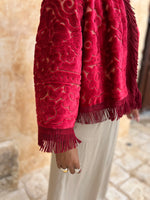 Load image into Gallery viewer, Vintage Red Cropped Kimono Jacket
