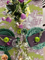 Load image into Gallery viewer, Toile du Jouy Plum &amp; Lime Table Cloth
