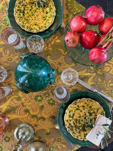 Antique Silk with Gold Peacock Table Cloth