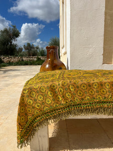 Antique Silk with Gold Peacock Table Cloth