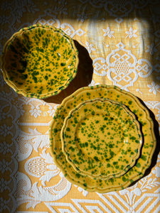 Honey Glazed with Emerald Spots Ceramic Set