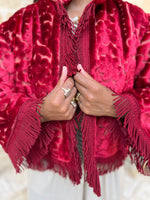 Load image into Gallery viewer, Vintage Red Cropped Kimono Jacket
