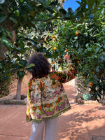 Load image into Gallery viewer, Vintage Kimono Jacket with Cherubs &amp; Green Pompoms
