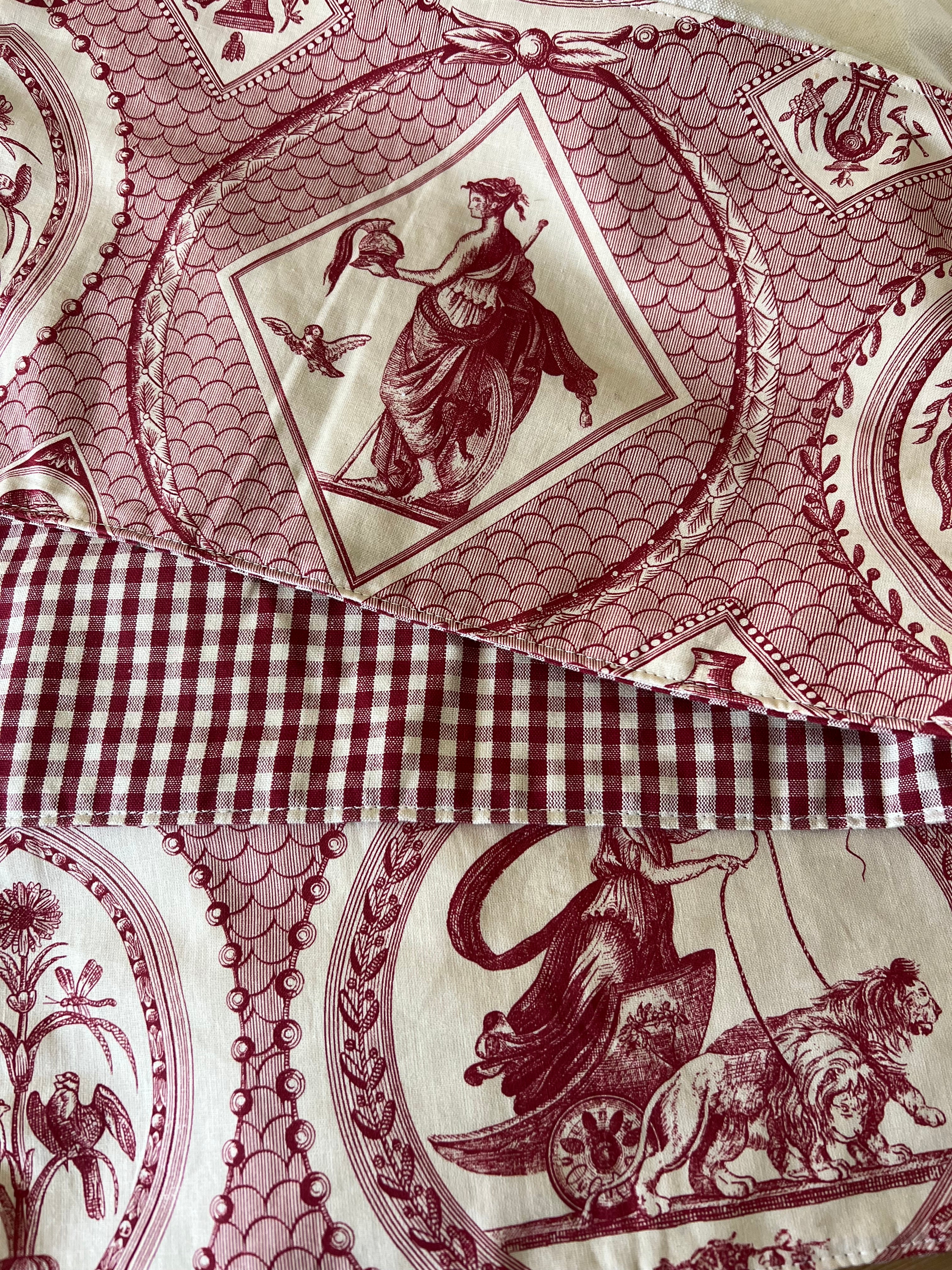 Toile de Jouy Red and Beige Table Runner