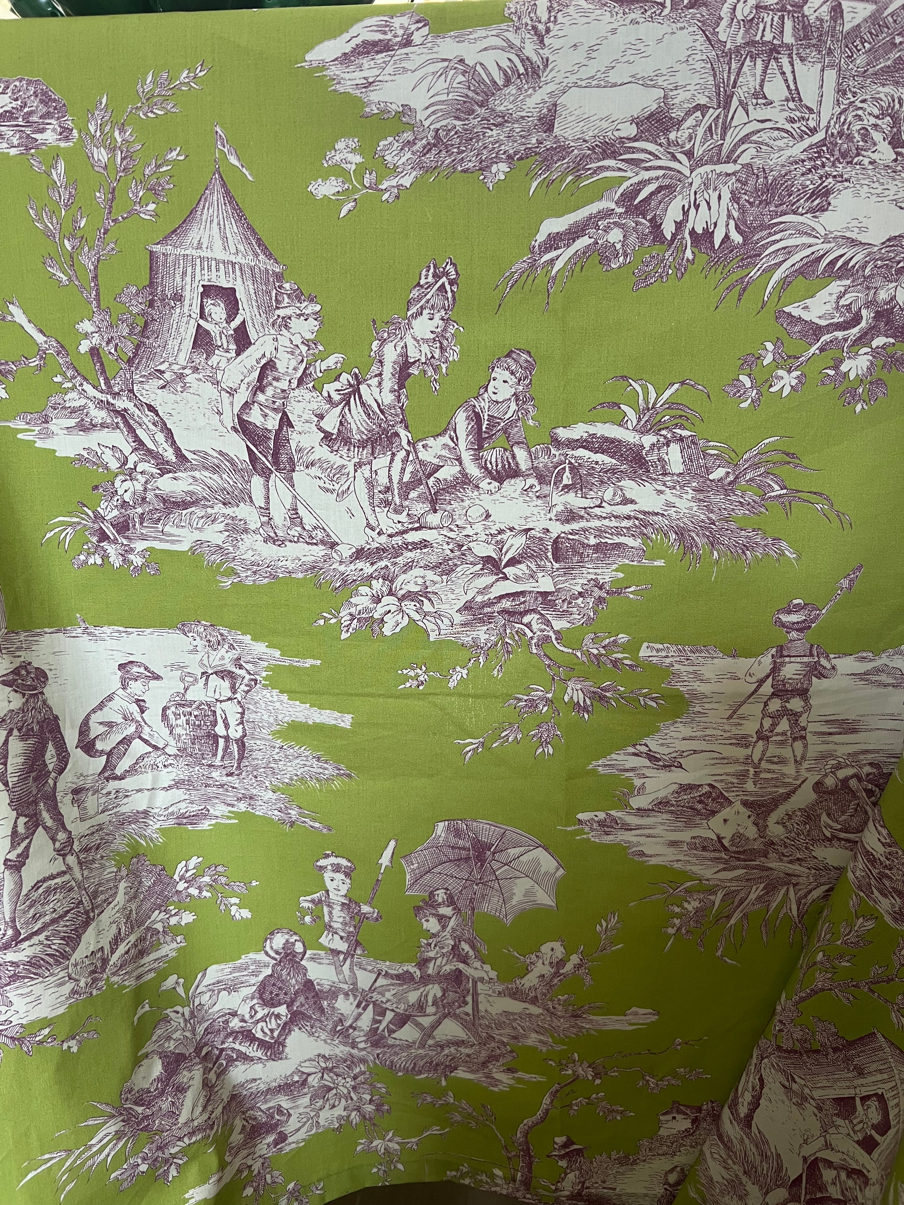 Toile du Jouy Plum & Lime Table Cloth