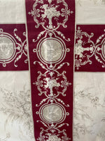 Load image into Gallery viewer, 1960s Bordeaux and White Cherubs Table Cloth
