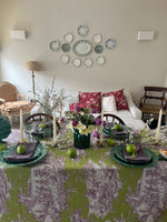 Load image into Gallery viewer, Toile du Jouy Plum &amp; Lime Table Cloth
