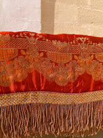 Load image into Gallery viewer, Antique Silk Burnt Orange Birds Table Cloth
