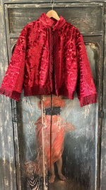 Load image into Gallery viewer, Vintage Red Cropped Kimono Jacket

