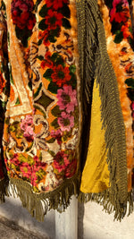 Load image into Gallery viewer, Vintage Kimono Jacket with Cherubs &amp; Green Fringe

