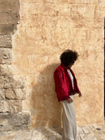 Load image into Gallery viewer, Vintage Red Cropped Kimono Jacket
