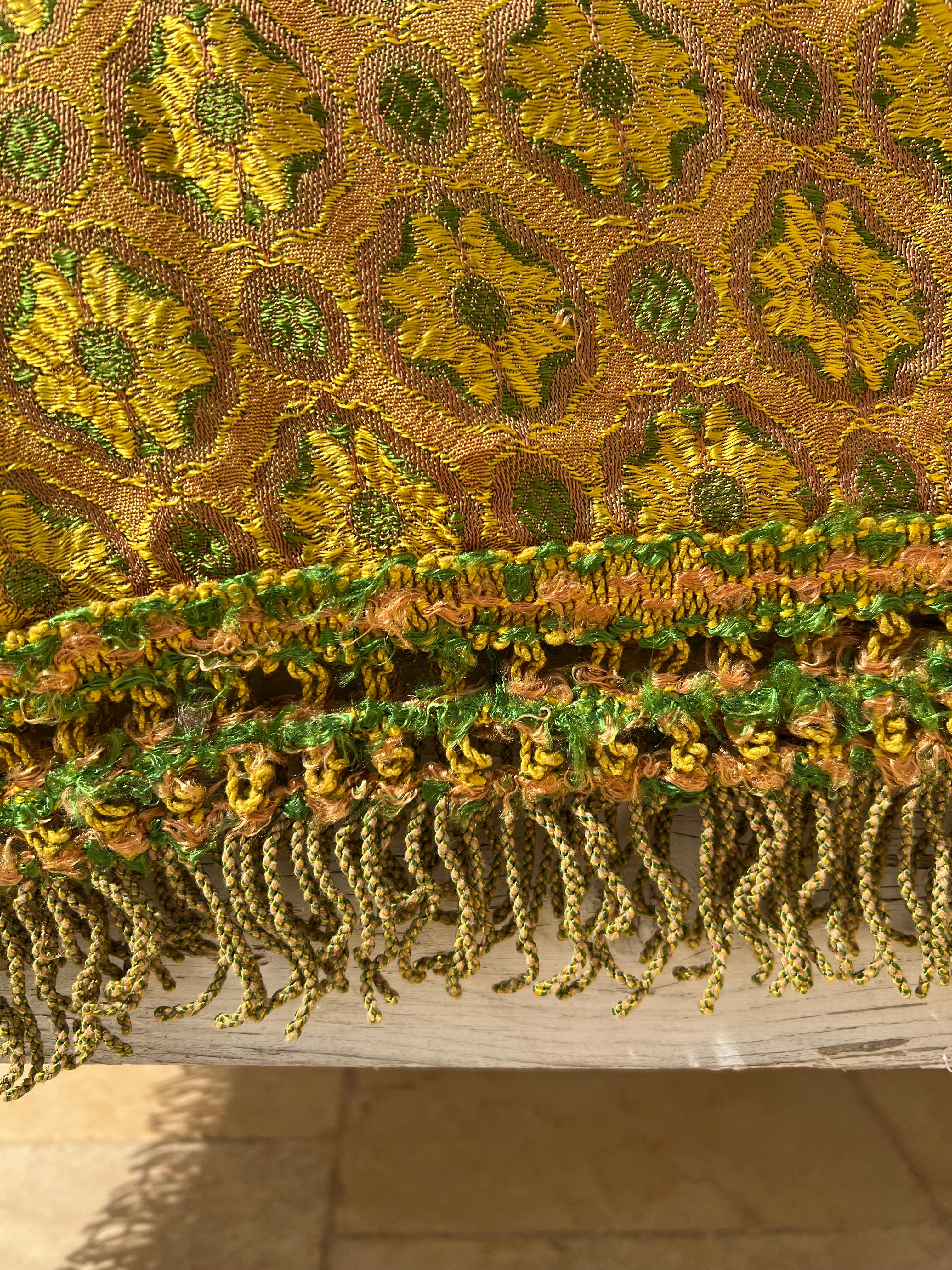 Antique Silk with Gold Peacock Table Cloth