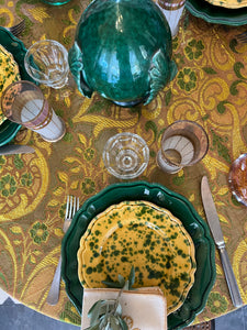 Antique Silk with Gold Peacock Table Cloth