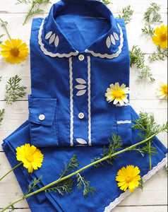 Majorelle blu pyjama set (with flowers)