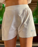Load image into Gallery viewer, Handmade vintage pyjama cotton shorts with embroidery
