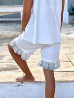 Load image into Gallery viewer, Handmade vintage pyjama cotton shorts and sleeveless top with antique lace embroidery
