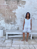 Load image into Gallery viewer, Handmade vintage pyjama cotton shorts and sleeveless top with antique lace embroidery
