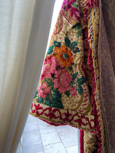Vintage Kimono with Deep Red Roses