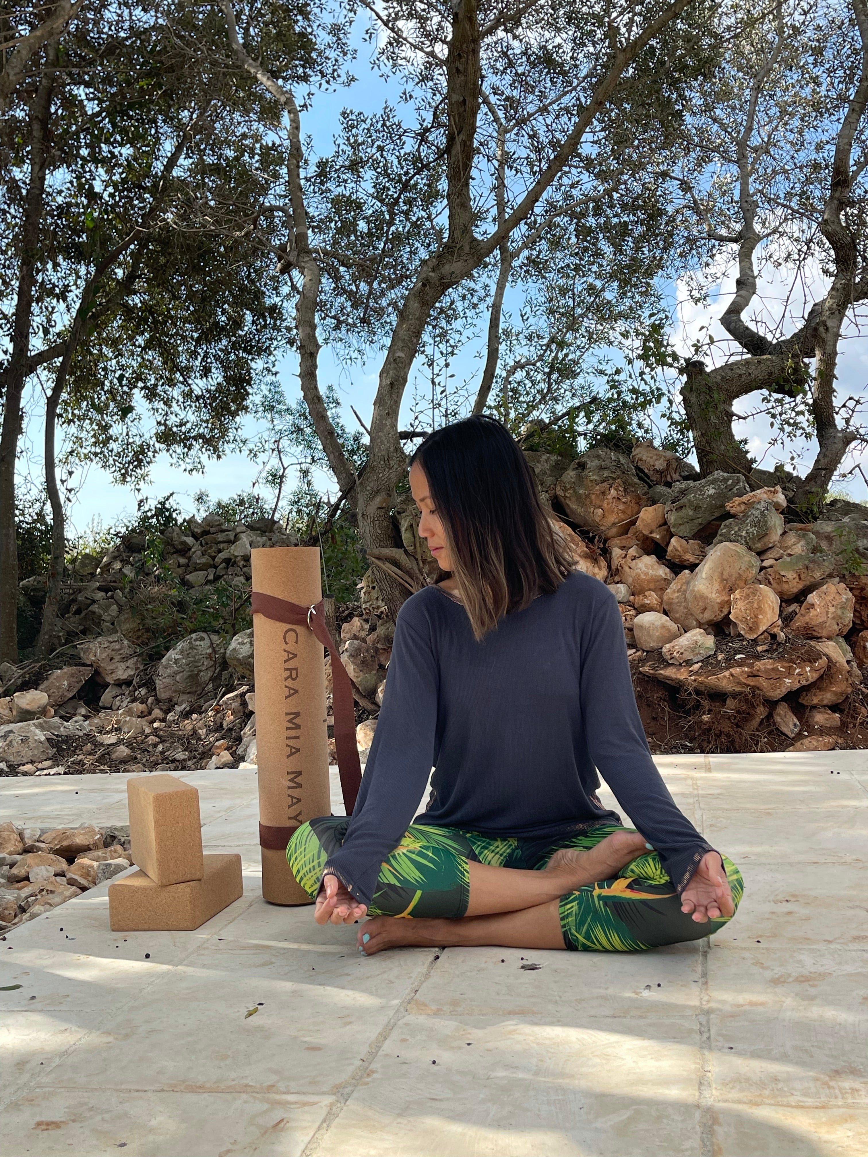 Yoga Essentials Natural Cork Yoga Mat and Blocks Bundle