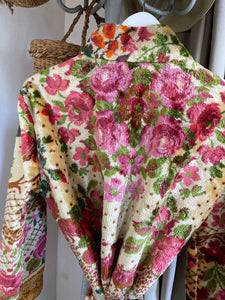 Vintage Kimono with Pink Bouquet